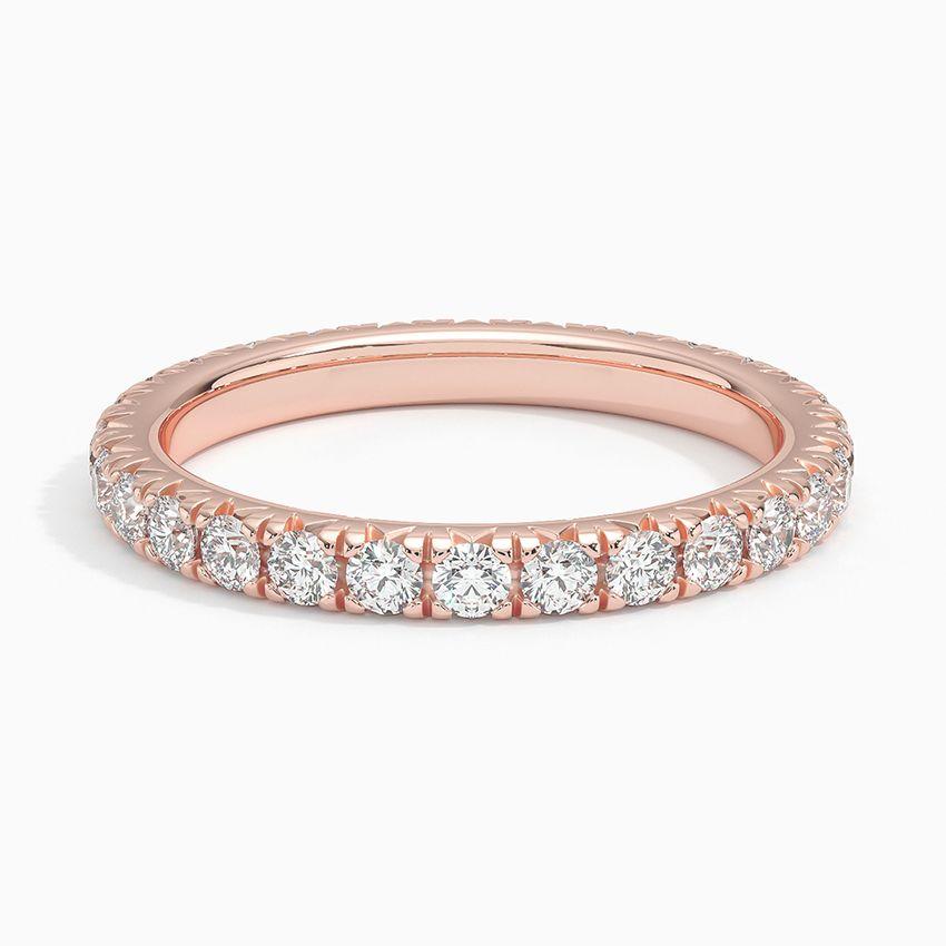 Vigselring i  roséguld med diamanter