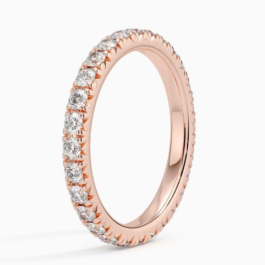 Vigselring i  roséguld med diamanter