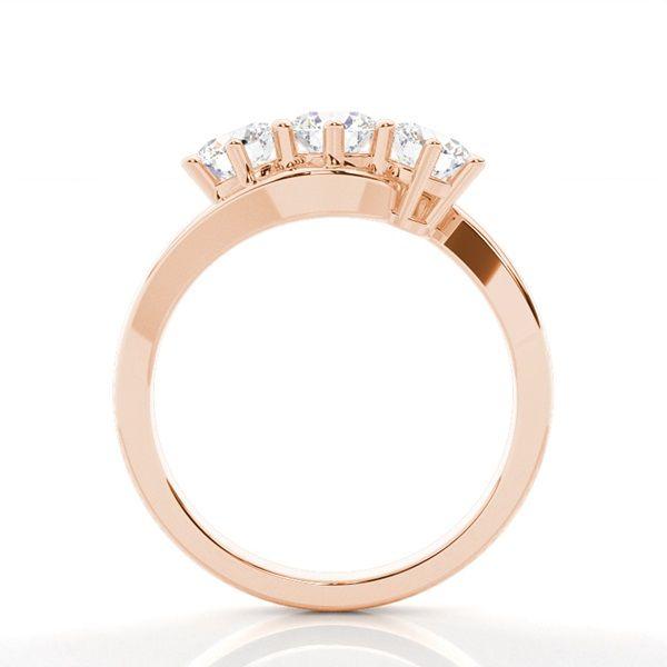 Trestensring i roséguld med diamanter