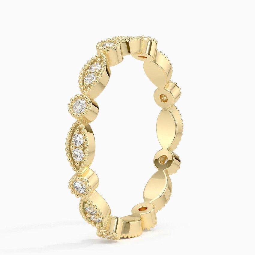 Vigselring i rödguld med diamanter