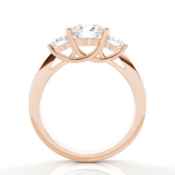 Trestensring i roséguld med diamanter