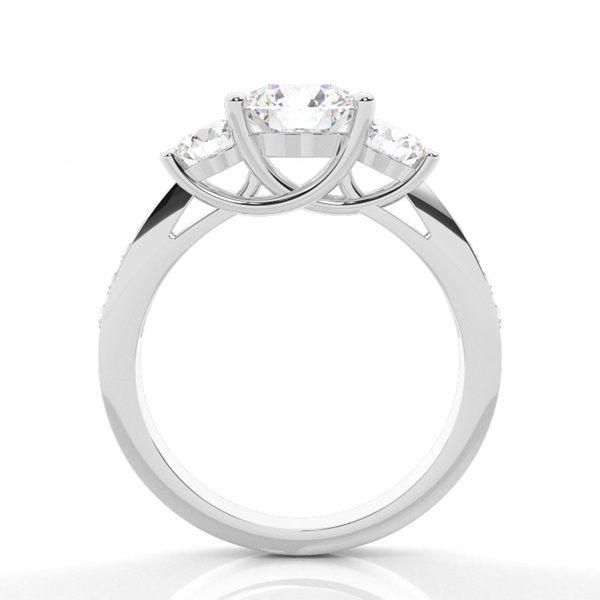 Trestensring i vitguld med diamanter