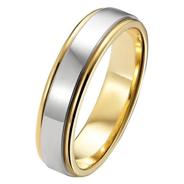 Flerfärgad vigselring i guld