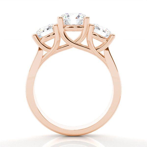 Trestensring i roséguld med diamanter