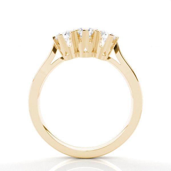 Trestensring i rödguld med diamanter