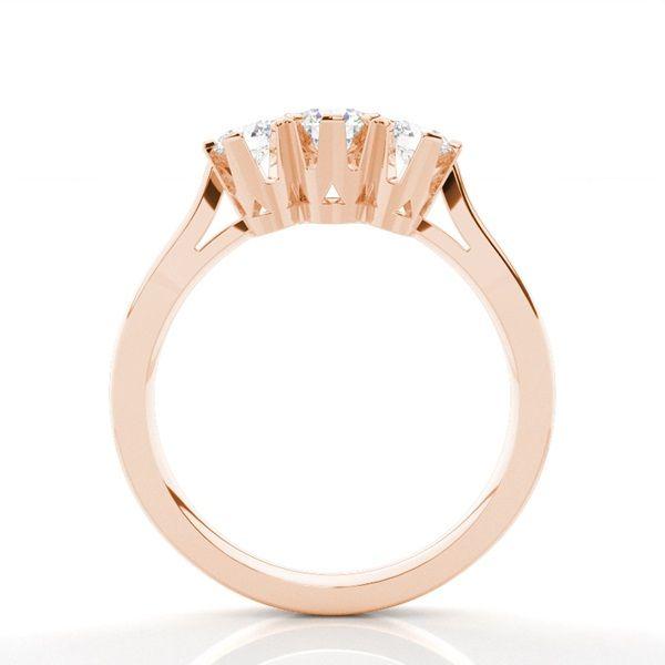 Trestensring i roséguld med diamanter