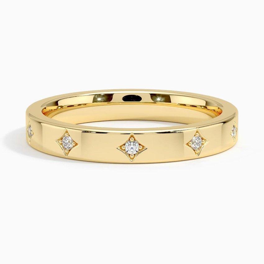 Vigselring i rödguld med diamanter