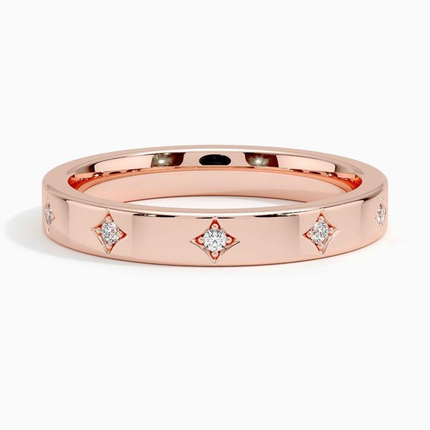 Vigselring i roséguld med diamanter