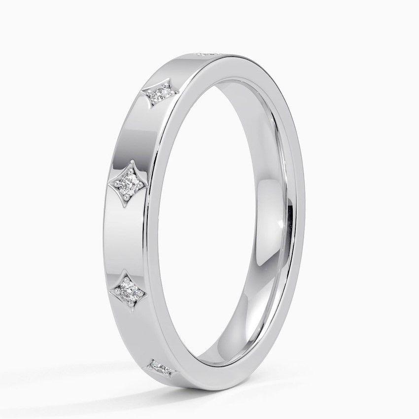 Vigselring i vitguld med diamanter