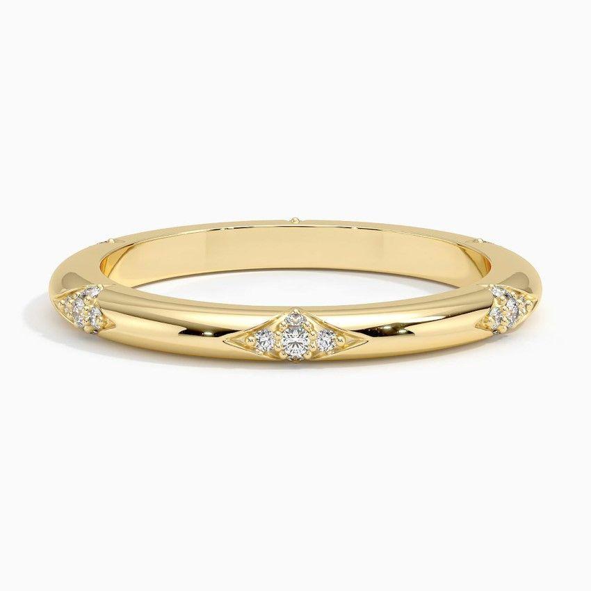 Vigselring i rödguld med diamanter