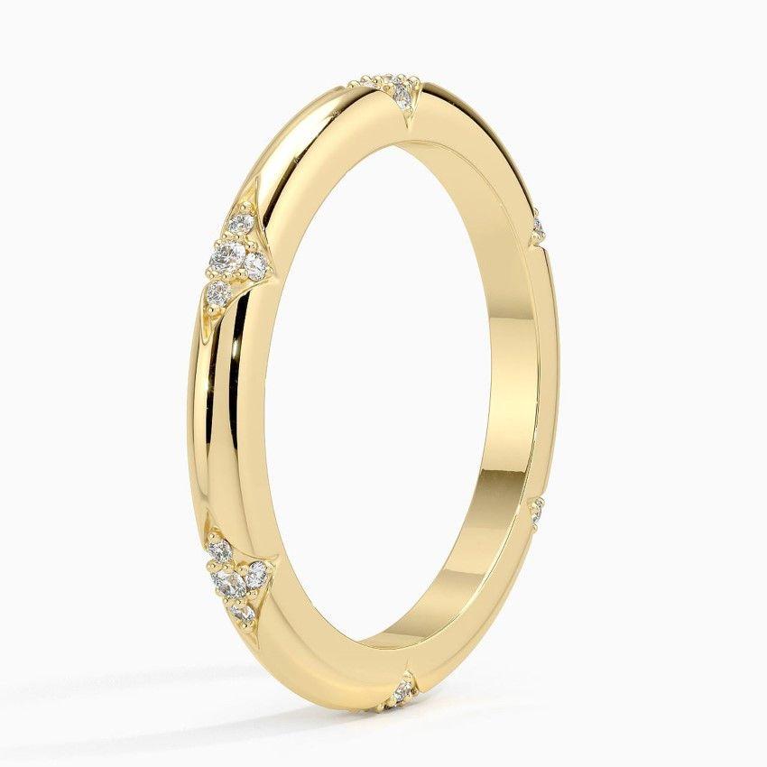 Vigselring i rödguld med diamanter