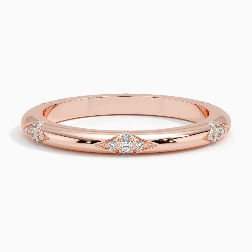 Vigselring i roséguld med diamanter