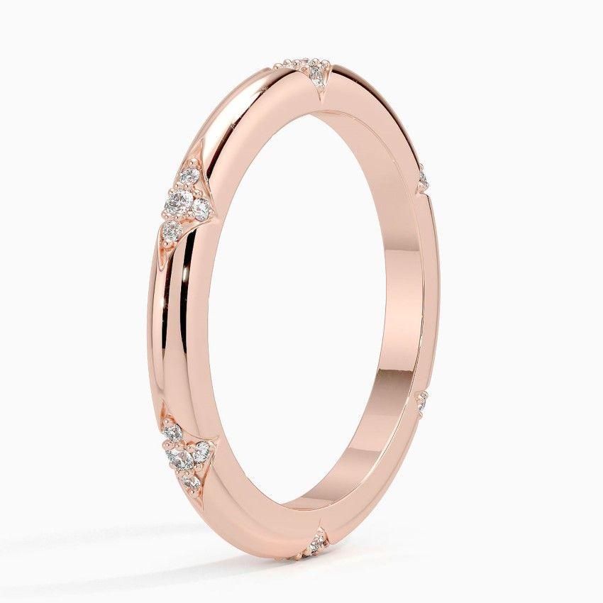 Vigselring i roséguld med diamanter