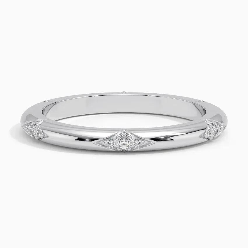 Vigselring i vitguld med diamanter