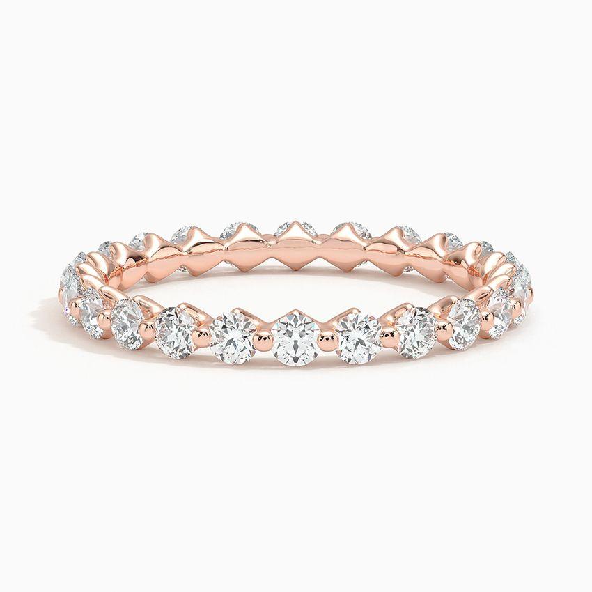 Vigselring i roséguld med diamanter
