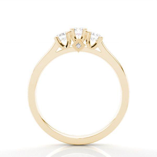 Trestensring i rödguld med diamanter
