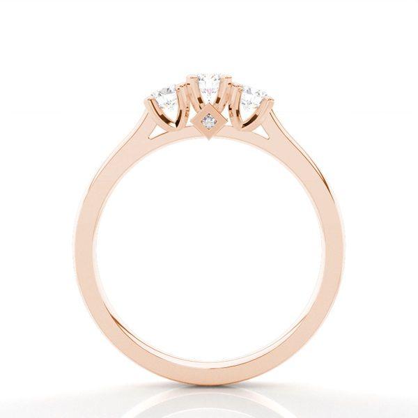 Trestensring i roséguld med diamanter