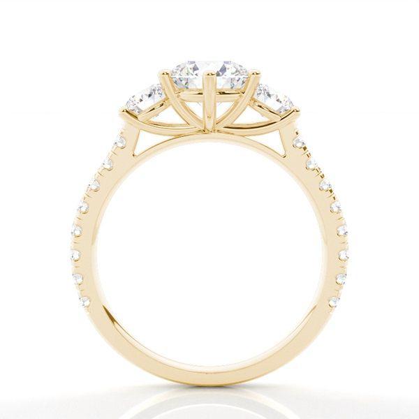 Trestensring i rödguld med diamanter