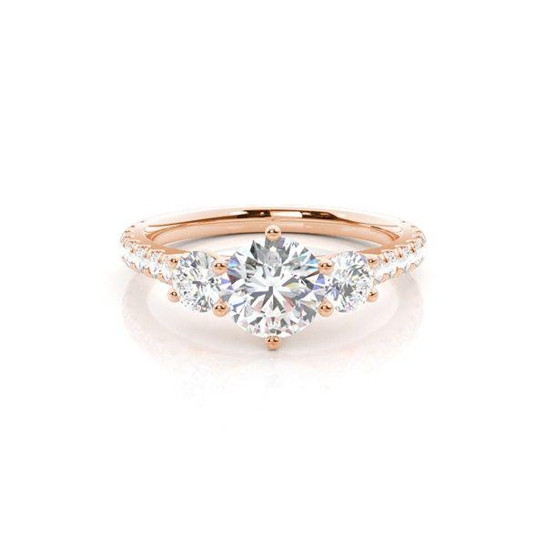 Trestensring i roséguld med diamanter
