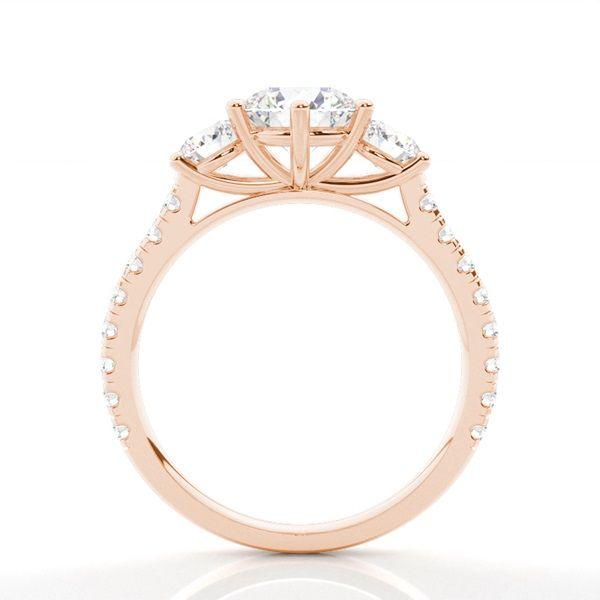Trestensring i roséguld med diamanter