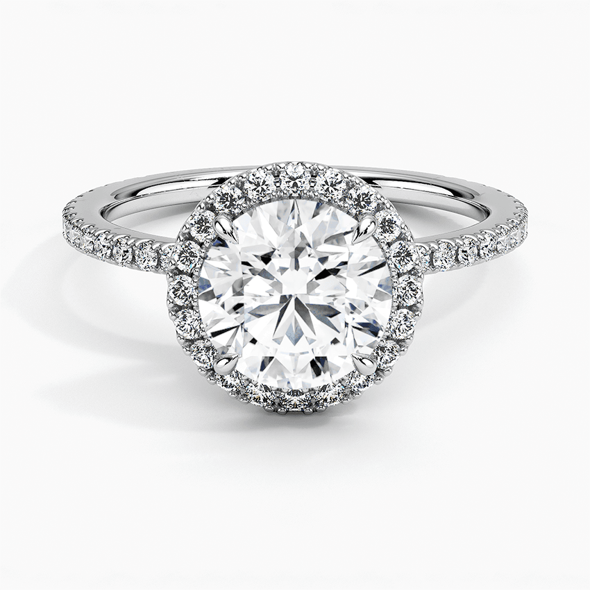 Vitgulds haloring med diamanter