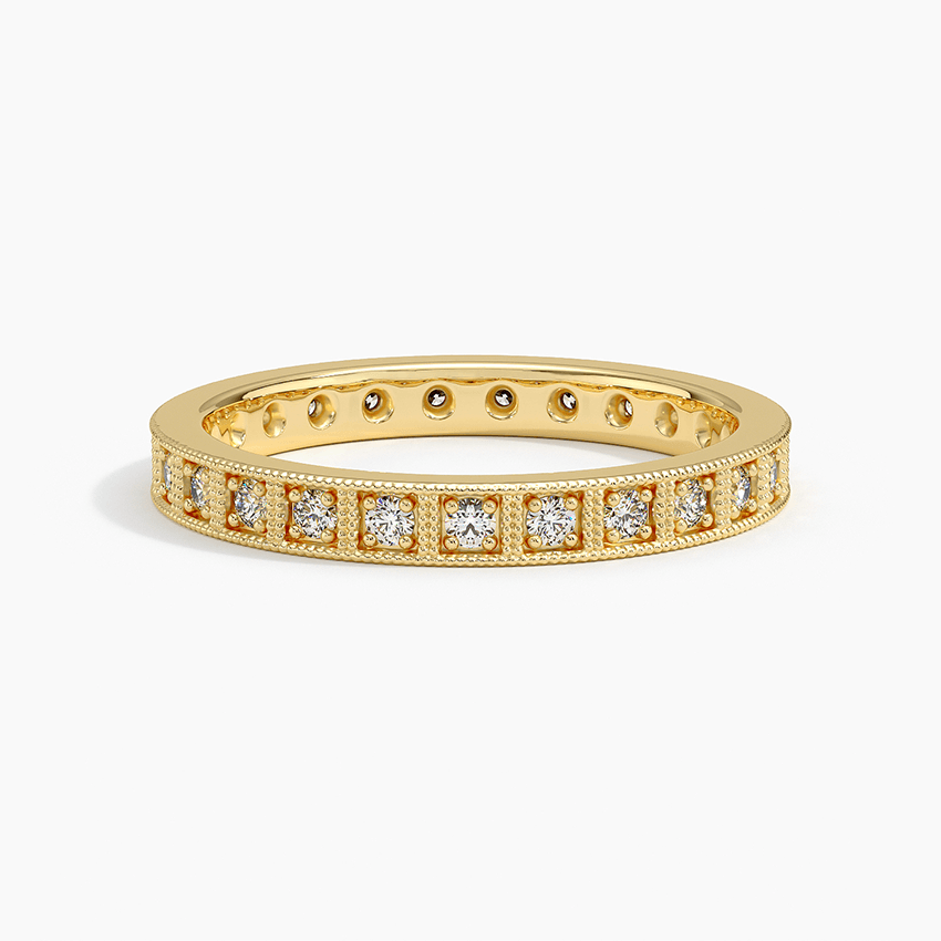 Vigselring i rödguld med diamanter