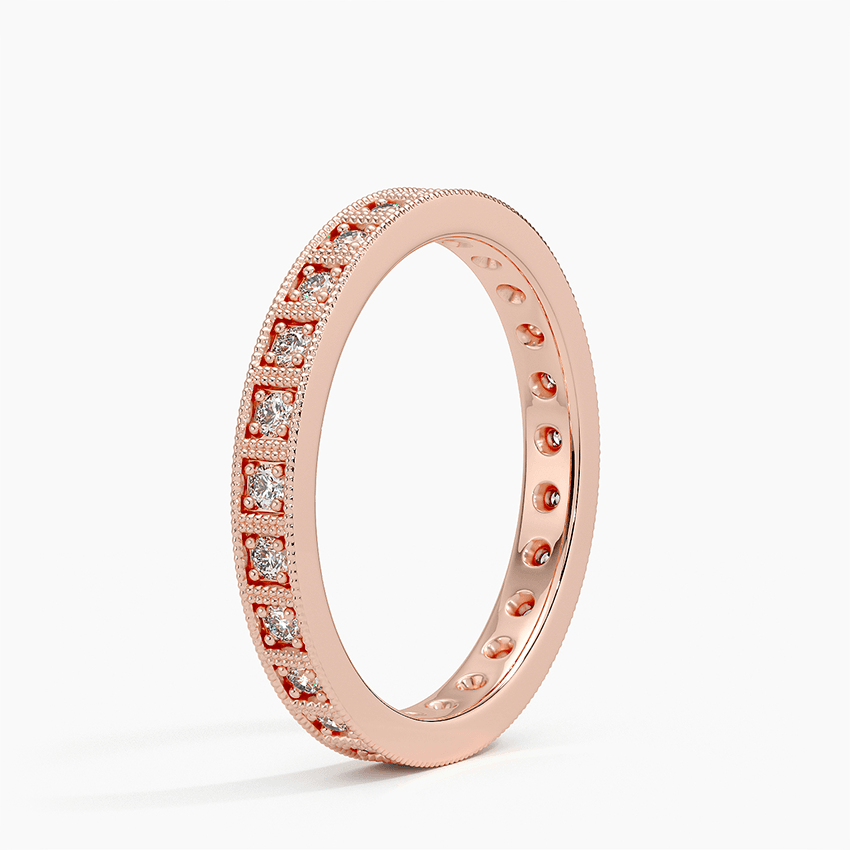 Vigselring i roséguld med diamanter